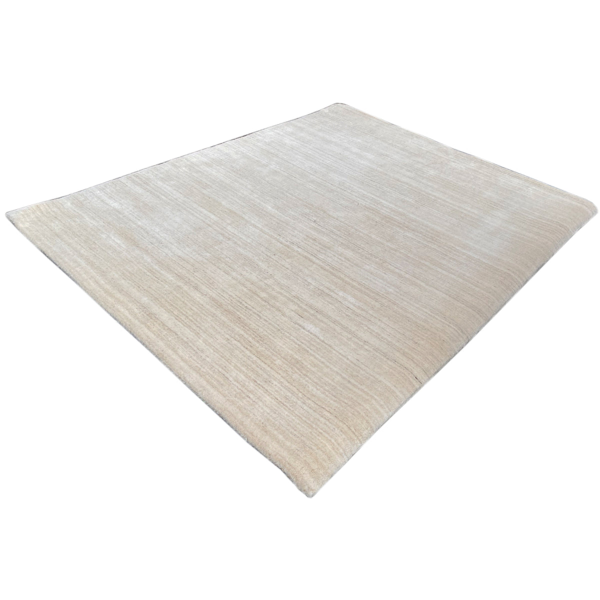 Gabbeh rug, natural, light beige, subtle striped design, square view