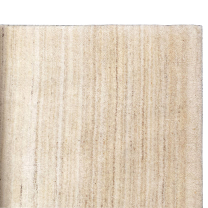 Gabbeh rug in natural tones with a fine striped texture and light beige pile