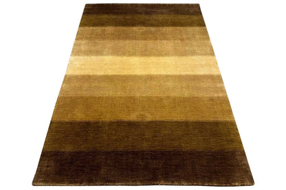 Gabbeh rug 183x120 cm, broad stripes ranging from brown to ochre, rectangular