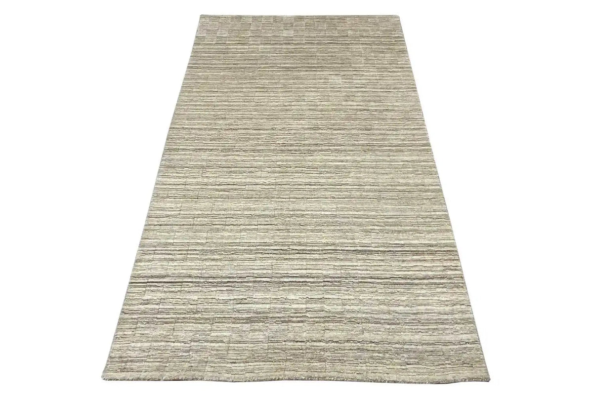 Striped Gabbeh rug, light beige with gray lines, 160x90 cm
