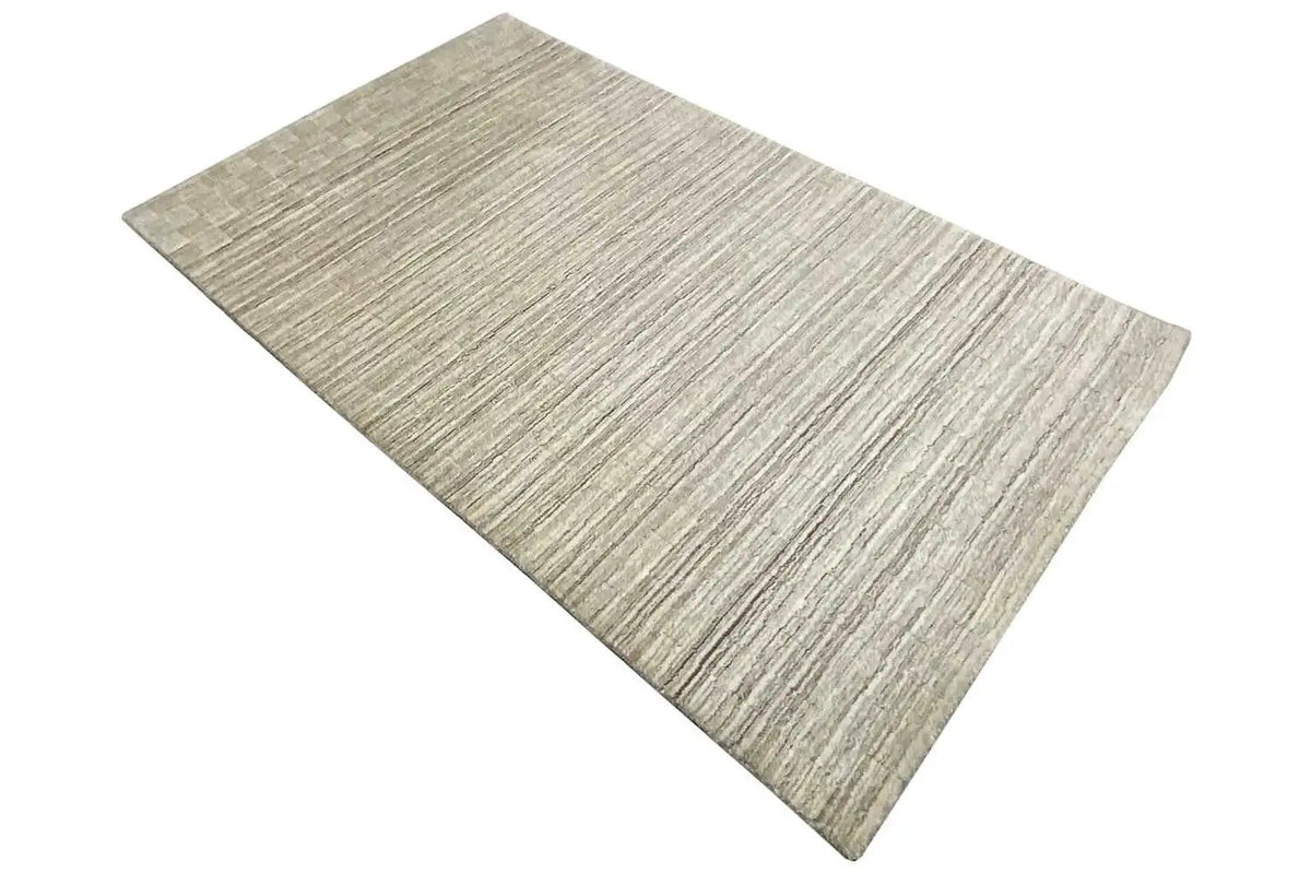 Gabbeh rug, light beige with gray vertical stripes, rectangular, 160x90 cm