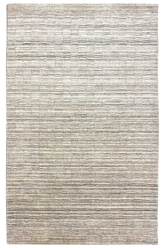 Rectangular Gabbeh rug, light beige with fine gray stripes, 160x90 cm