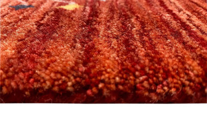 Gabbeh rug, pile in detail: reddish-brown fibers with a soft, dense texture