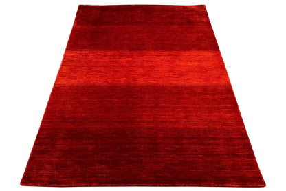 Gabbeh rug 200x146 cm, red rug, uniform surface, slight banding pattern