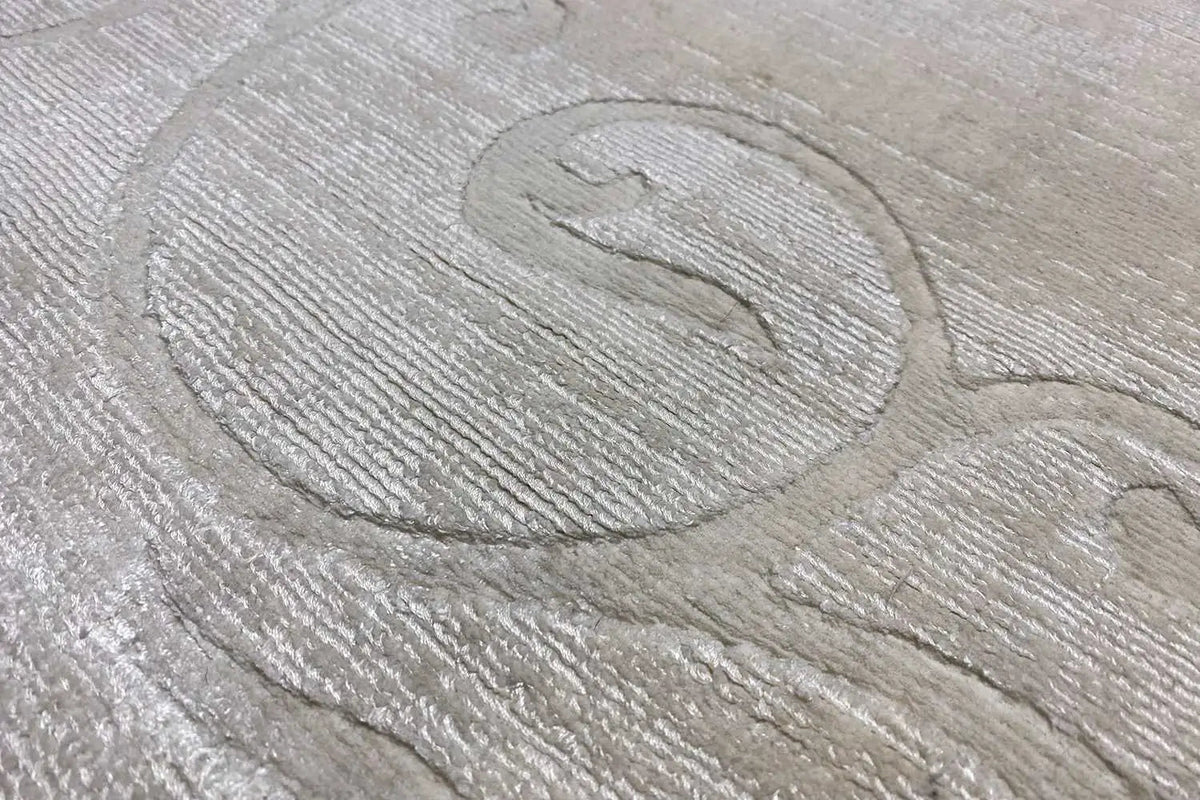 Gabbeh rug 224x170 cm, close-up of ornamental swirls in the embossed pattern