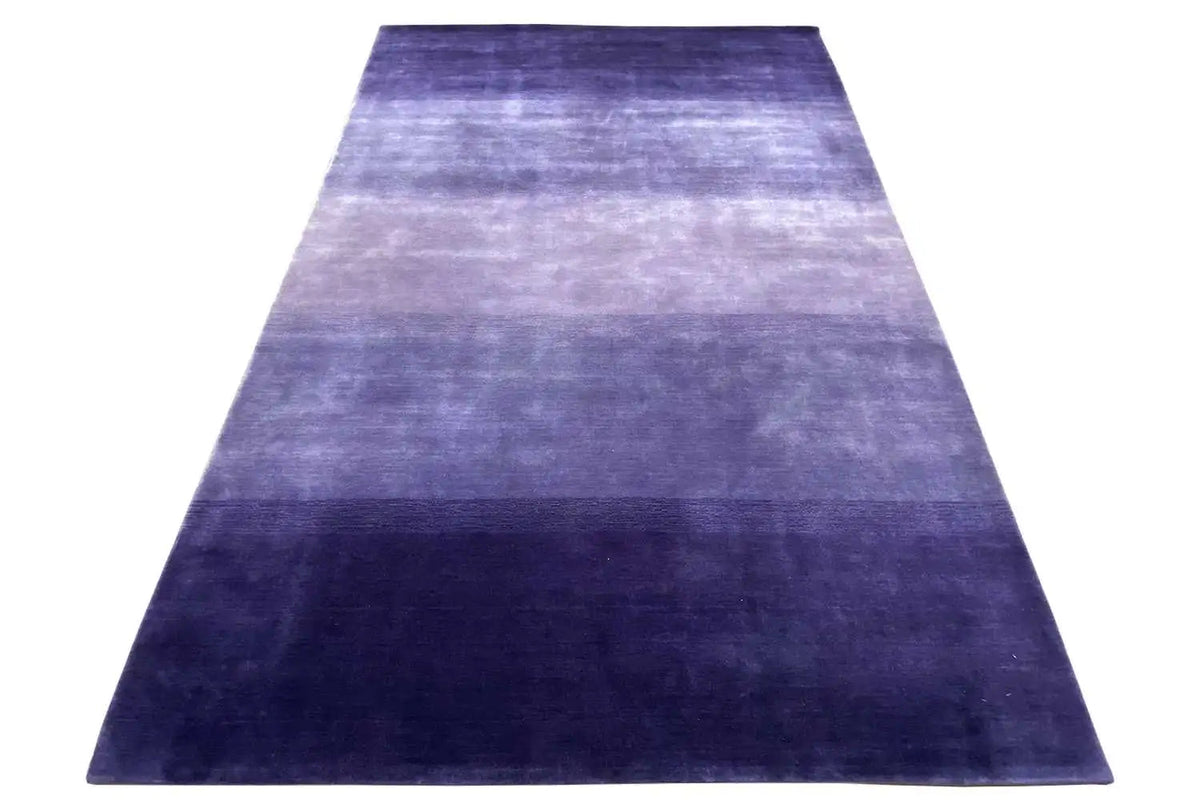 Gabbeh rug 242x169 cm, purple, even short pile with lighter stripes