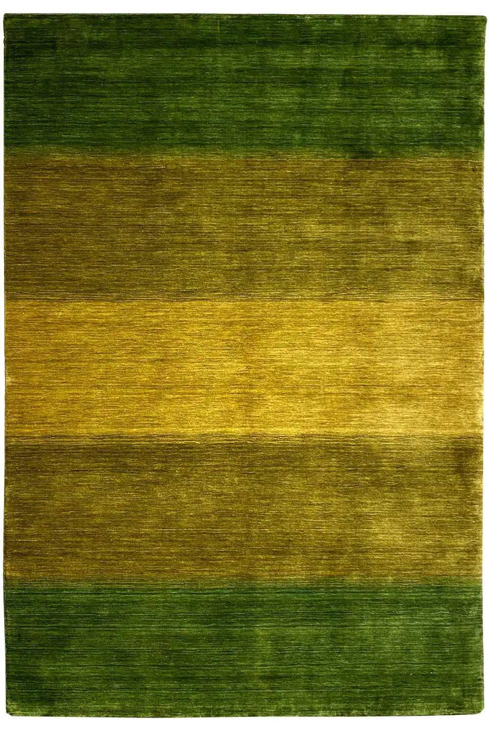 Gabbeh rug 239x165 cm with green and yellow gradient zoning, rectangular