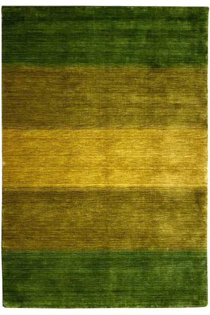 Gabbeh rug 239x165 cm with green and yellow gradient zoning, rectangular