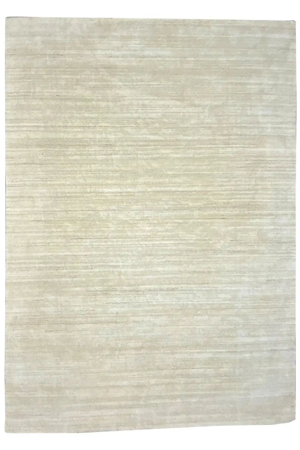 Gabbeh rug in light beige with a delicate linear pattern, flat-lay full view