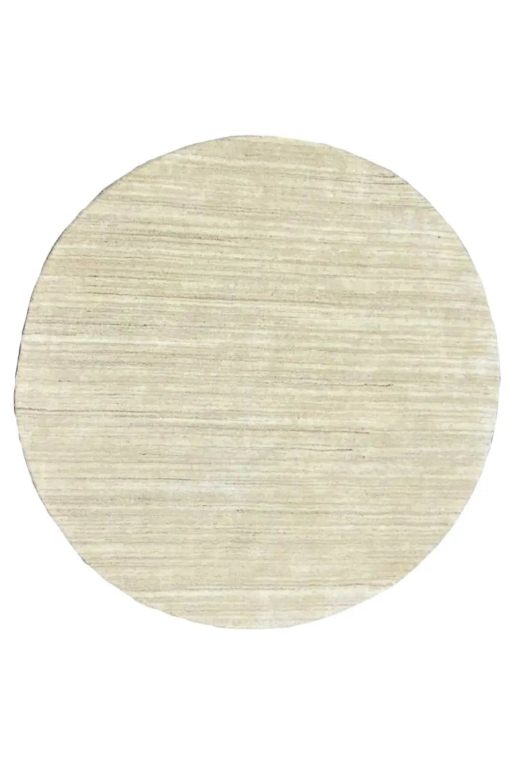 Round Gabbeh rug, cream-colored with fine stripes, 151x151 cm