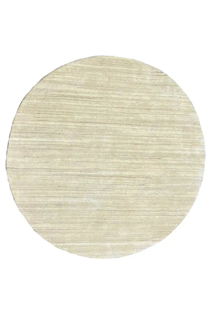 Round Gabbeh rug, cream-colored with fine stripes, 151x151 cm
