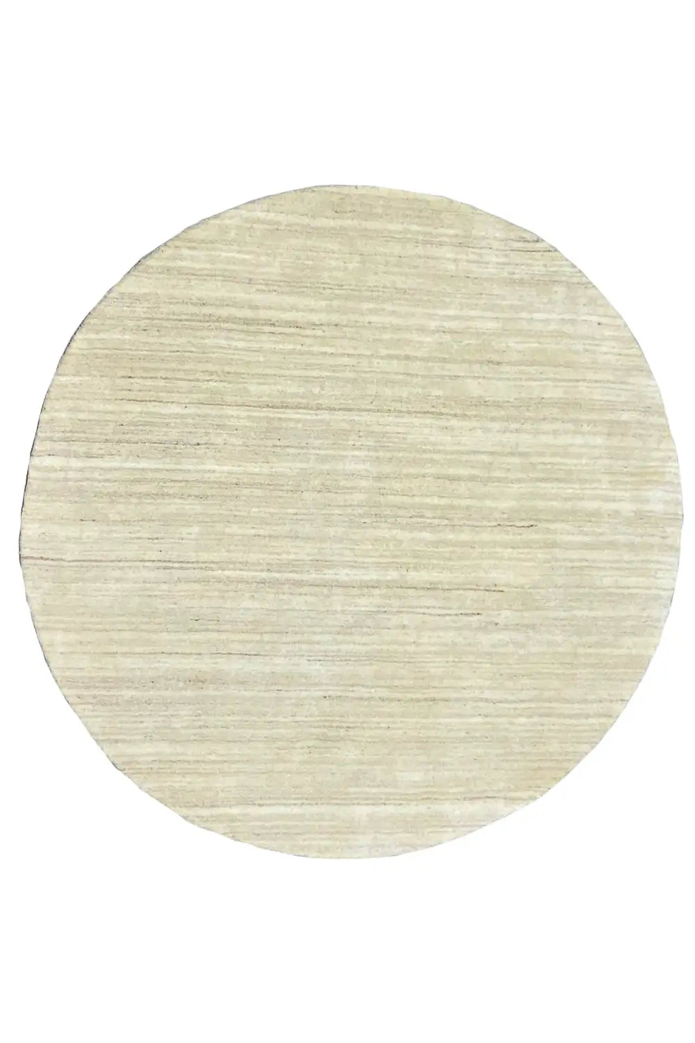 Round Gabbeh rug, light cream with fine lines, 151x151 cm
