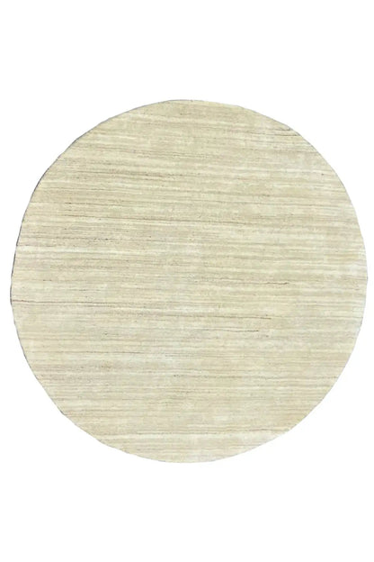 Round Gabbeh rug, light cream with fine lines, 151x151 cm