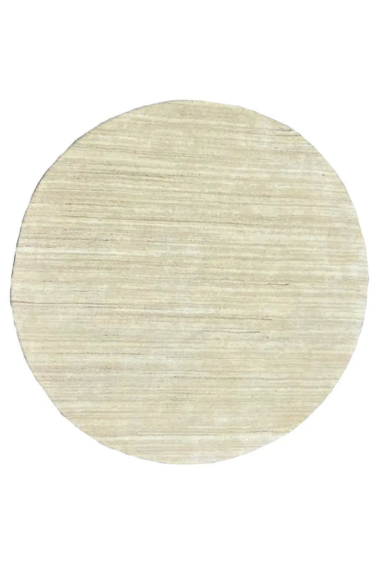 Round Gabbeh rug, light cream with fine lines, 151x151 cm