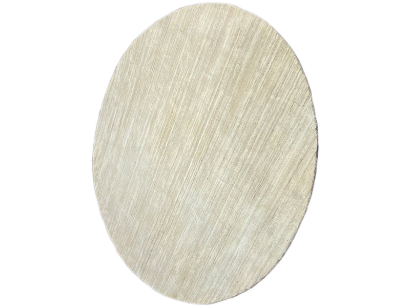 Gabbeh Loom Luri rug (200x200 cm), oval light beige rug with fine parallel stripes