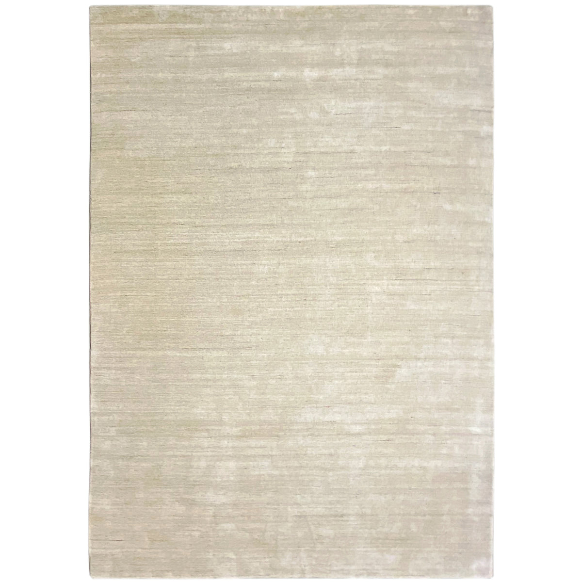 Beige rectangular rug with a fine, matte surface texture