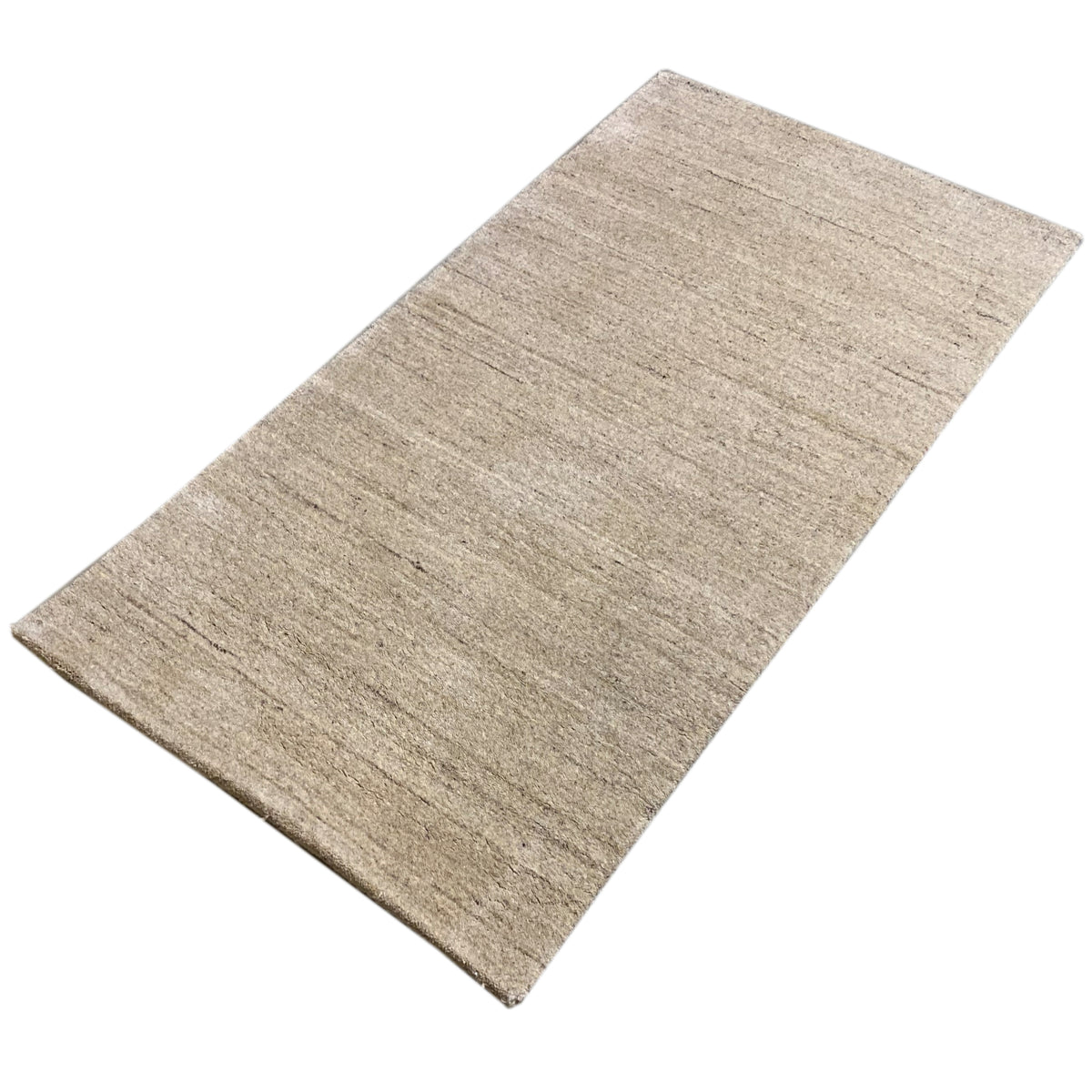 Rectangular rug, beige texture with an even, fine linear relief