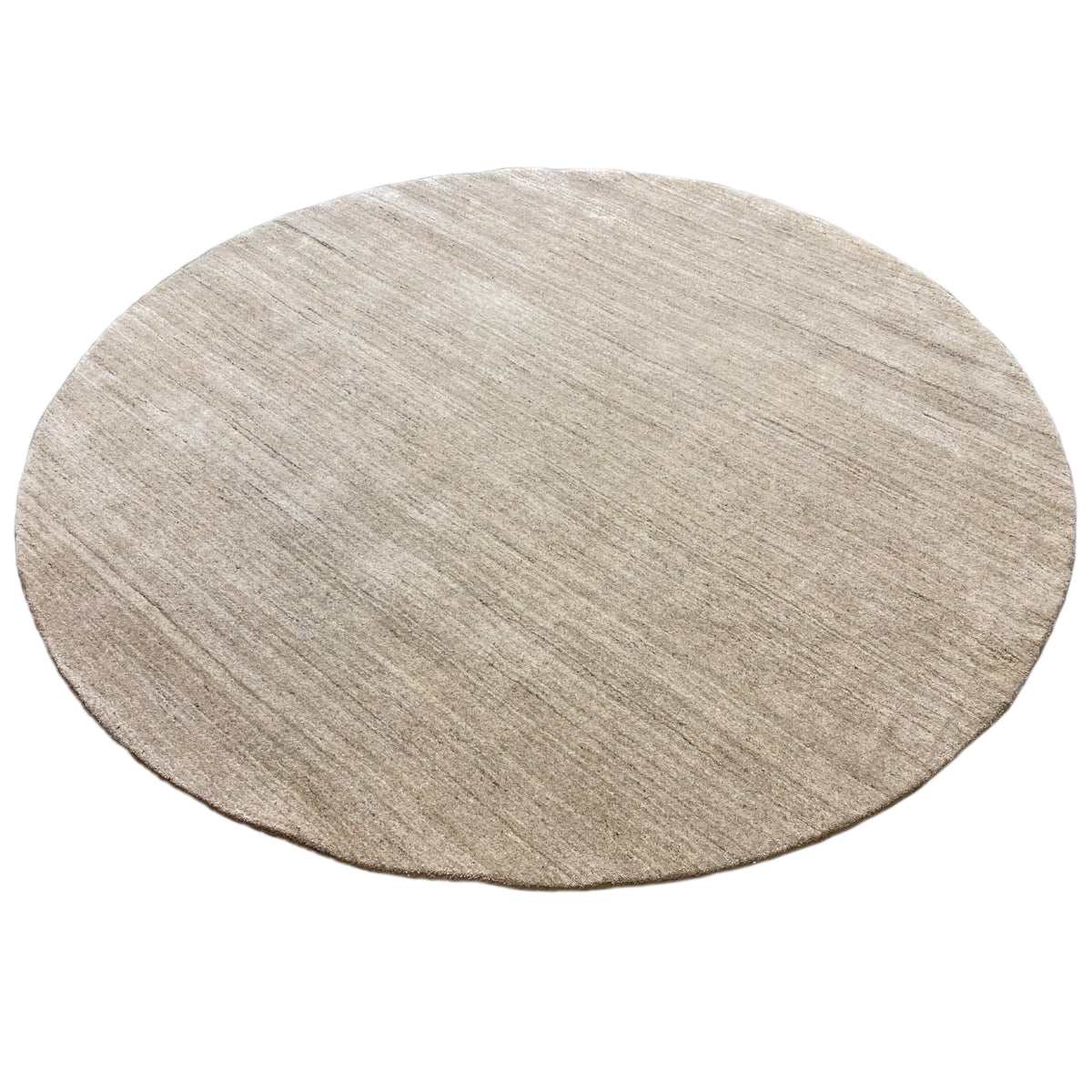 Round rug with a mélange effect in light beige and gray, even woven texture