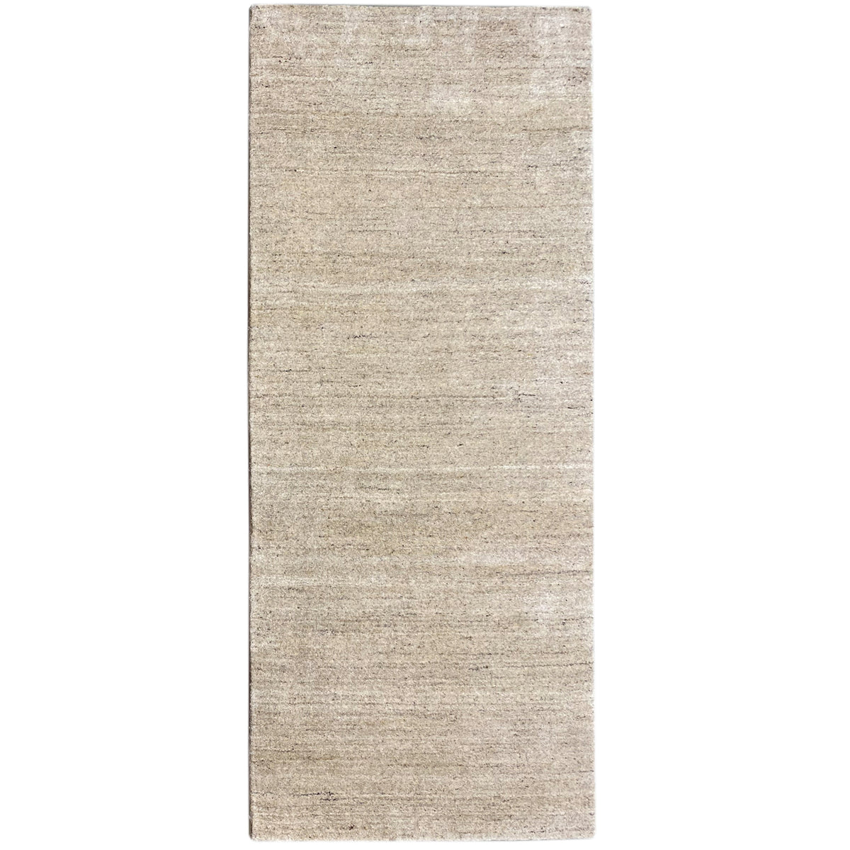 Beige rectangular rug with a fine, irregular texture and subtle grain pattern