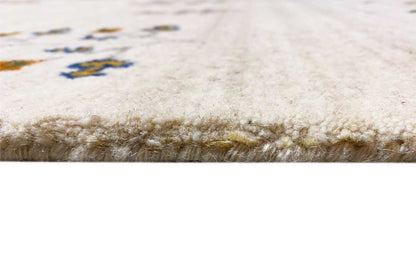 Gabbeh runner, cream-colored edge with short fringes