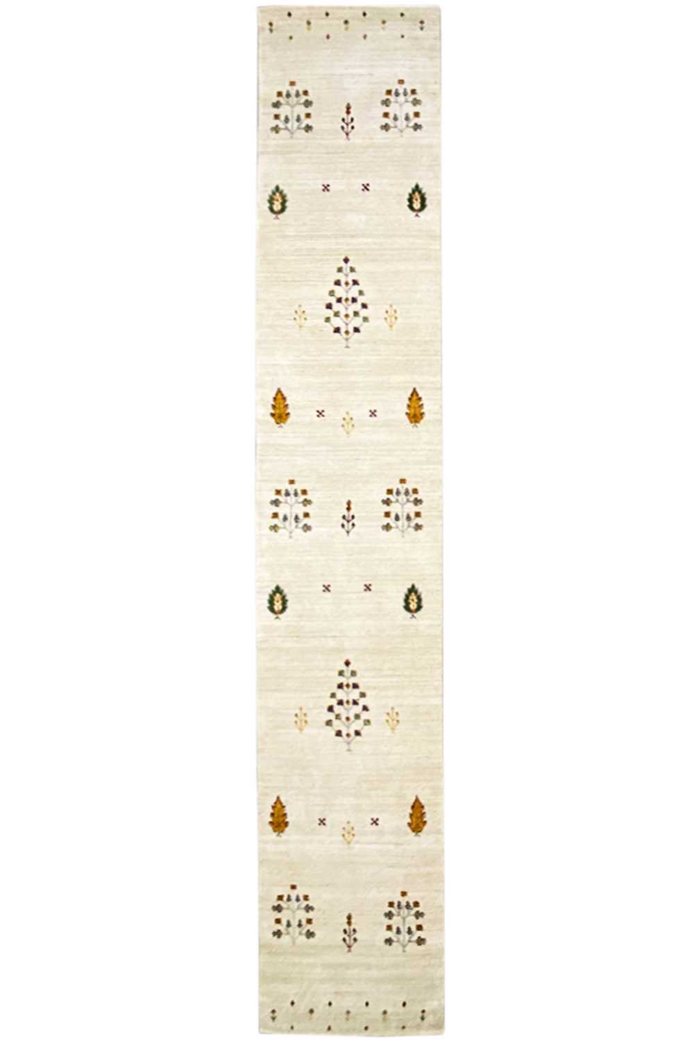 Gabbeh runner 78x400 cm, cream-colored runner with geometric ornaments