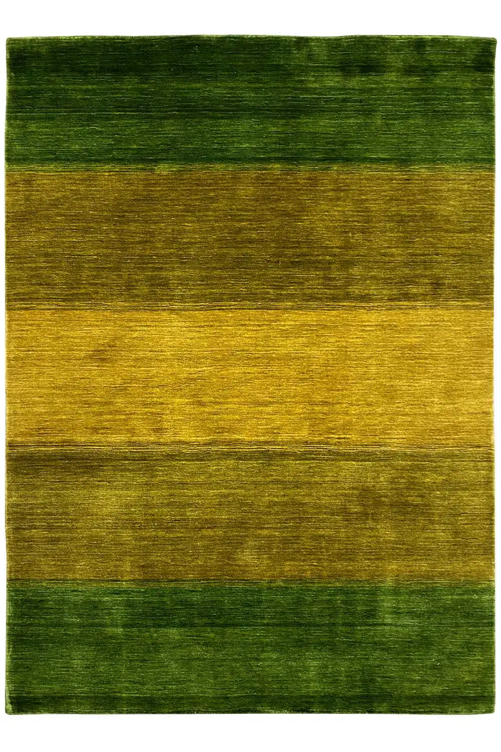 Gabbeh rug 200x138 cm in green-yellow, flat-woven, rectangular
