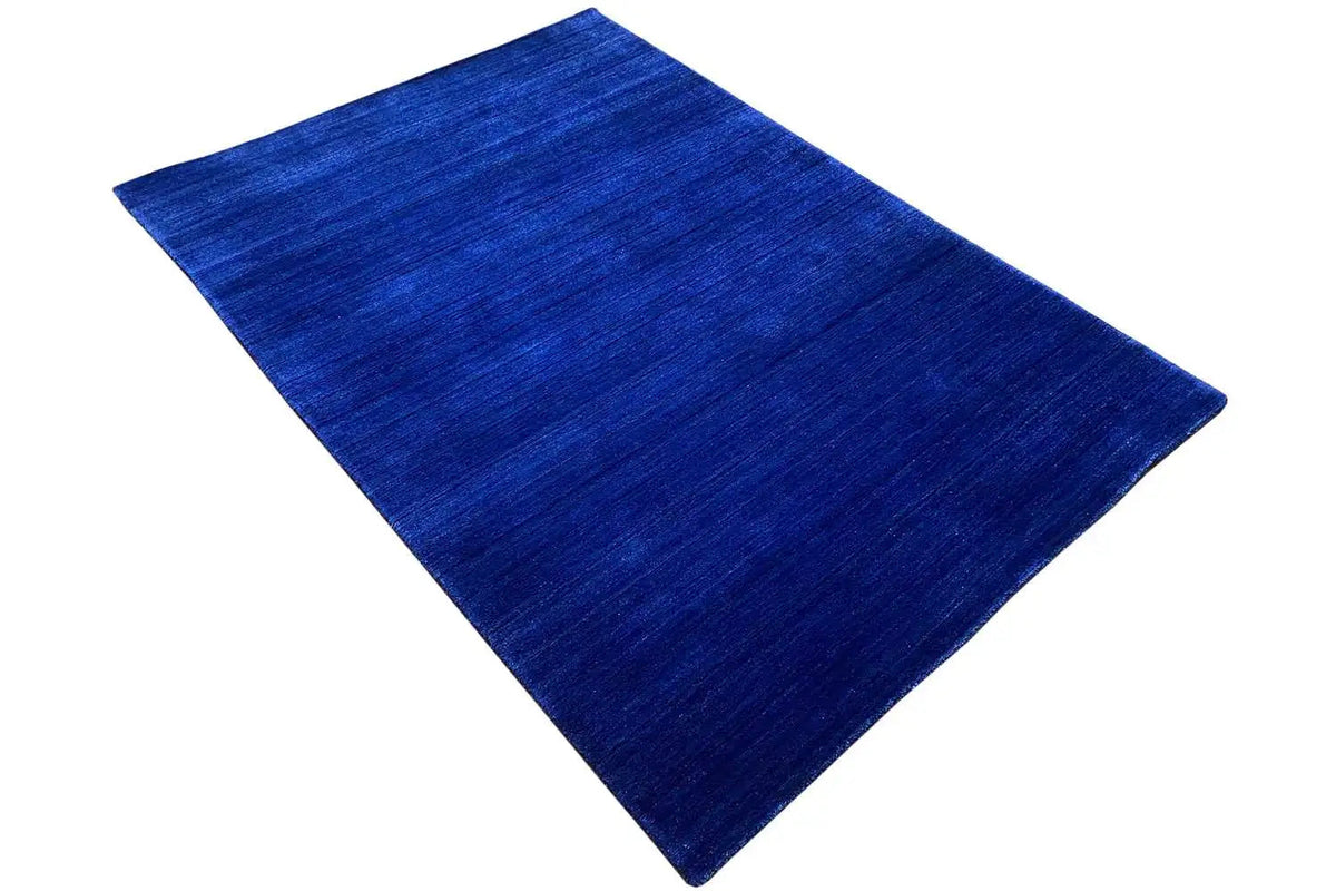 Gabbeh rug made of woven fabric, 176x123 cm, dark blue, laid diagonally