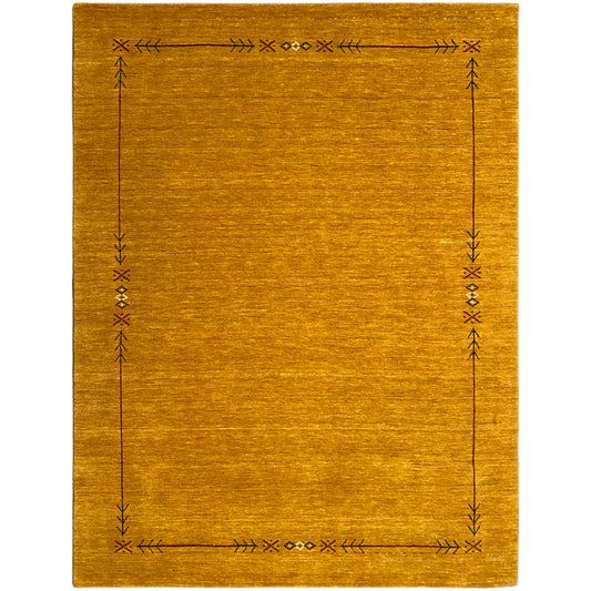 Loom Luri Teppich mit geometrischem Rand und Ornamenten, senfgelb