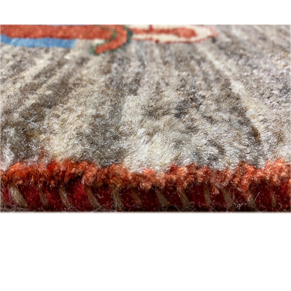 Lion Gabbeh rug 117x79 cm close-up: short pile and red edge trim