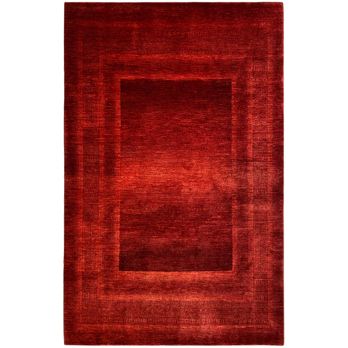 Red Gabbeh Luri rug with rectangular medallion, 300×204 cm