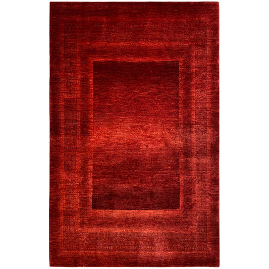 Red Gabbeh Luri rug with rectangular medallion, 300×204 cm