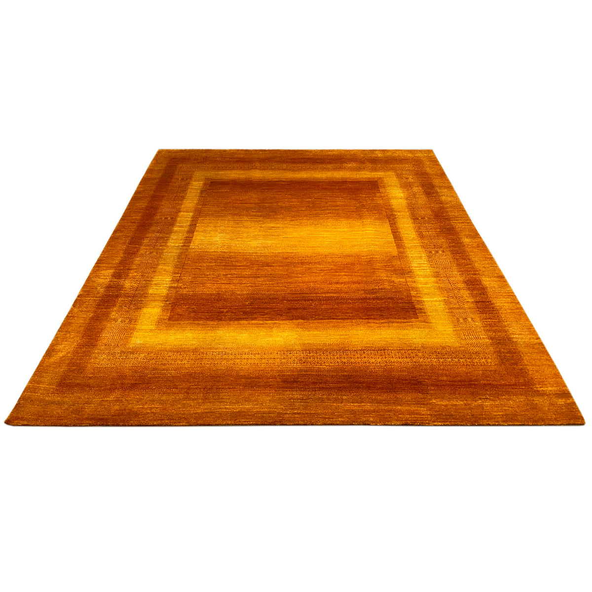 Gabbeh rug, rectangular medallion in brown-orange, laid flat