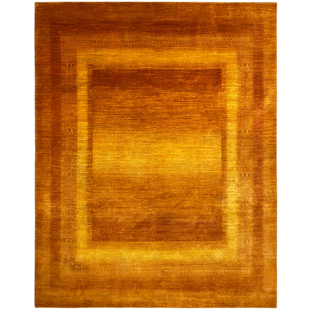 Brown-orange Gabbeh rug with a rectangular medallion pattern