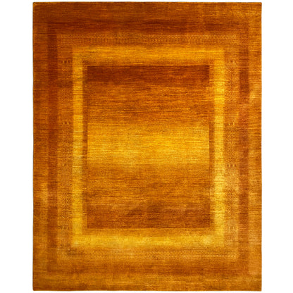 Brown-orange Gabbeh rug with a rectangular medallion pattern