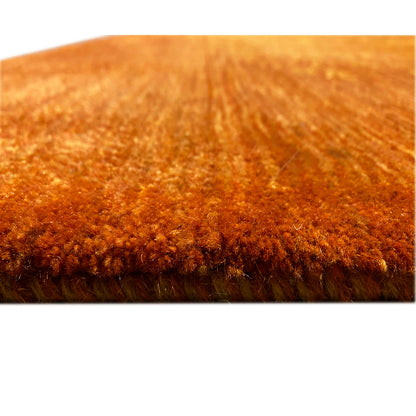 Carpet edge with dense orange-brown pile