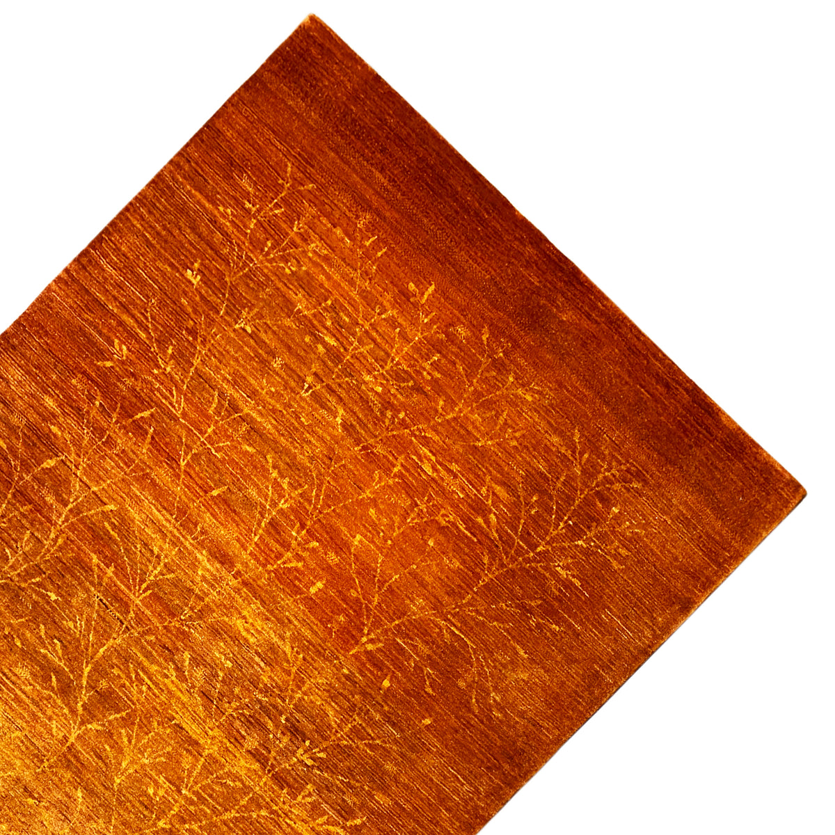 Close-up of the orange-brown carpet with golden branch lines