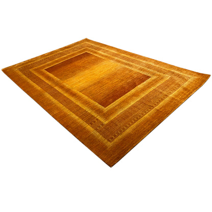 Carpet in diamond pattern with a multilayered rectangular design in honey brown
