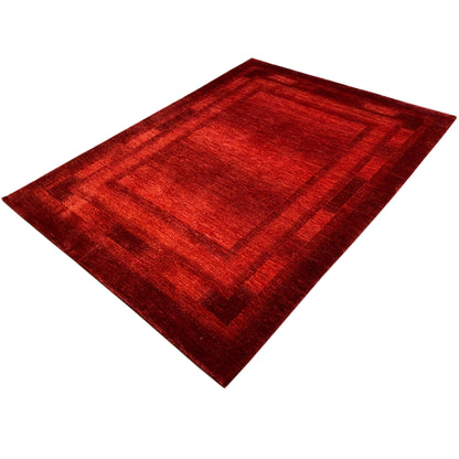 Gabbeh-Luri rug, red field pattern with a central motif and wide border