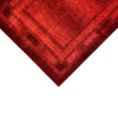 Detailed view: red square motif in the Gabbeh-Luri rug with fine fiber relief