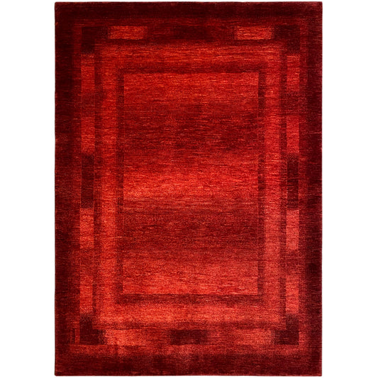 Gabbeh-Luri rug, red rectangular pattern with framed central field, woven border
