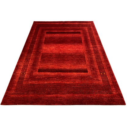 Gabbeh-Luri rug, red, with a multilayered rectangular pattern in a geometric design