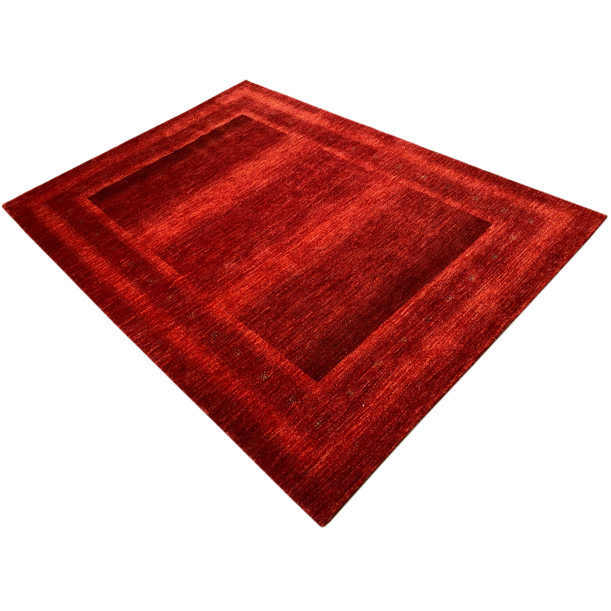 Gabbeh Luri rug in red, diamond pattern with a central border motif
