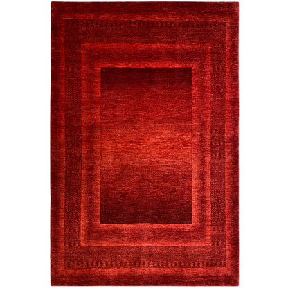 Red Gabbeh-Luri rug with a square medallion in a grid, 248x170 cm