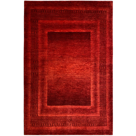Red Gabbeh-Luri rug with a square medallion in a grid, 248x170 cm