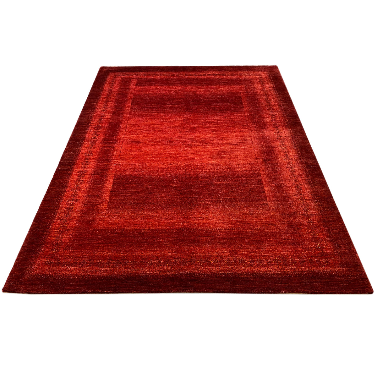 Red carpet with a geometric pattern viewed from an angle, rectangular