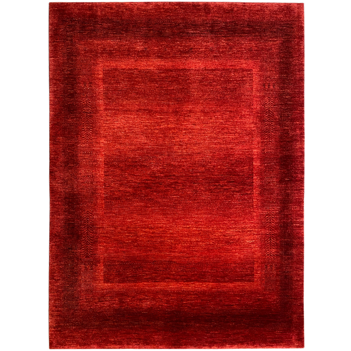 Gabbeh Luri rug, red, rectangular with a twisted diamond pattern in the center