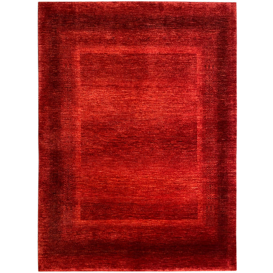 Gabbeh Luri rug, red, rectangular with a twisted diamond pattern in the center