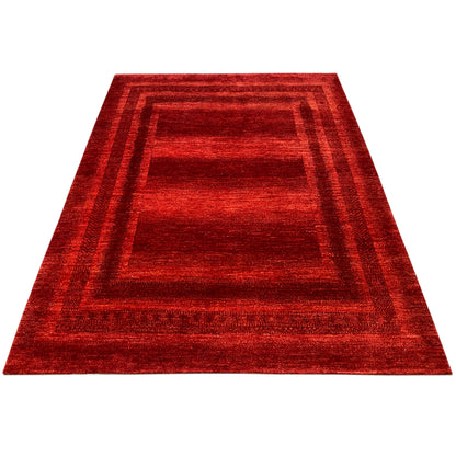 Red carpet, spread out flat, large square grid in the center