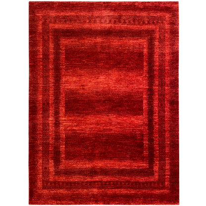 Red carpet with a square line and border pattern, woven texture