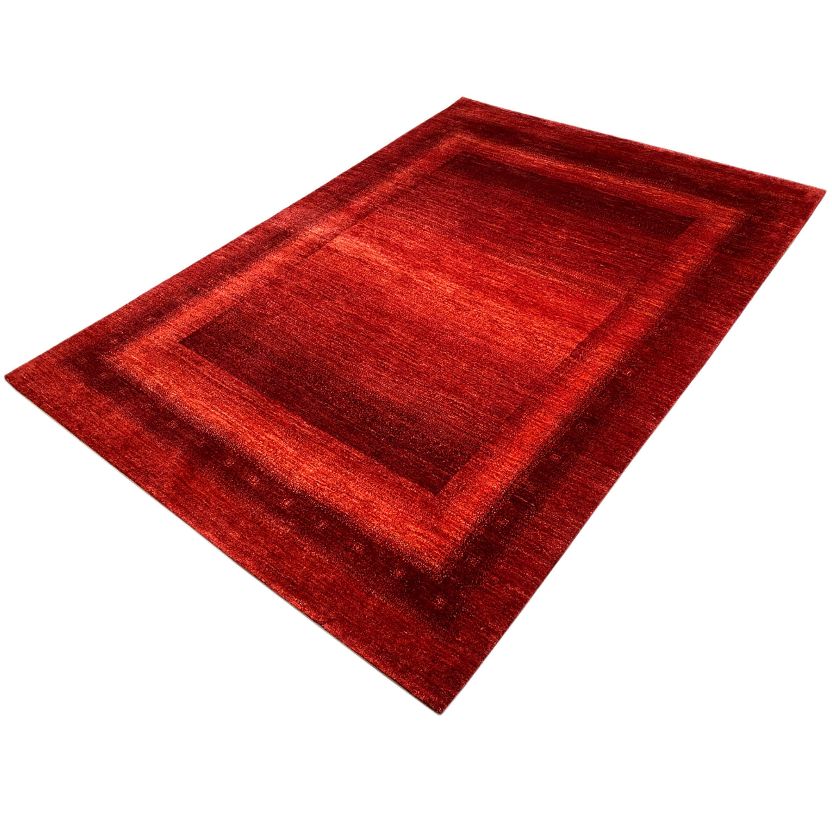 Gabbeh Luri rug in red, diagonally patterned with a contrasting light inner field